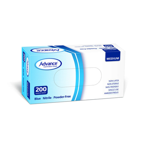 Advance Blue Nitrile Powder Free Examination Gloves