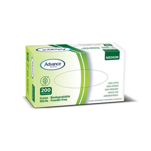Advance Green Nitrile Biodegradable Powder Free Examination Gloves