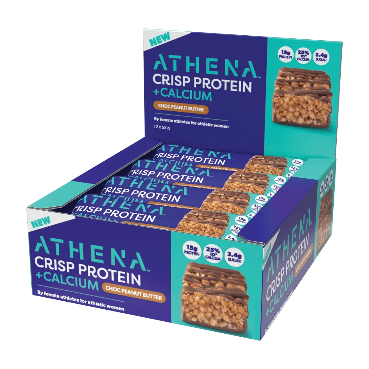 Athena Crisp Protein + Calcium Bars - Choc Peanut Butter