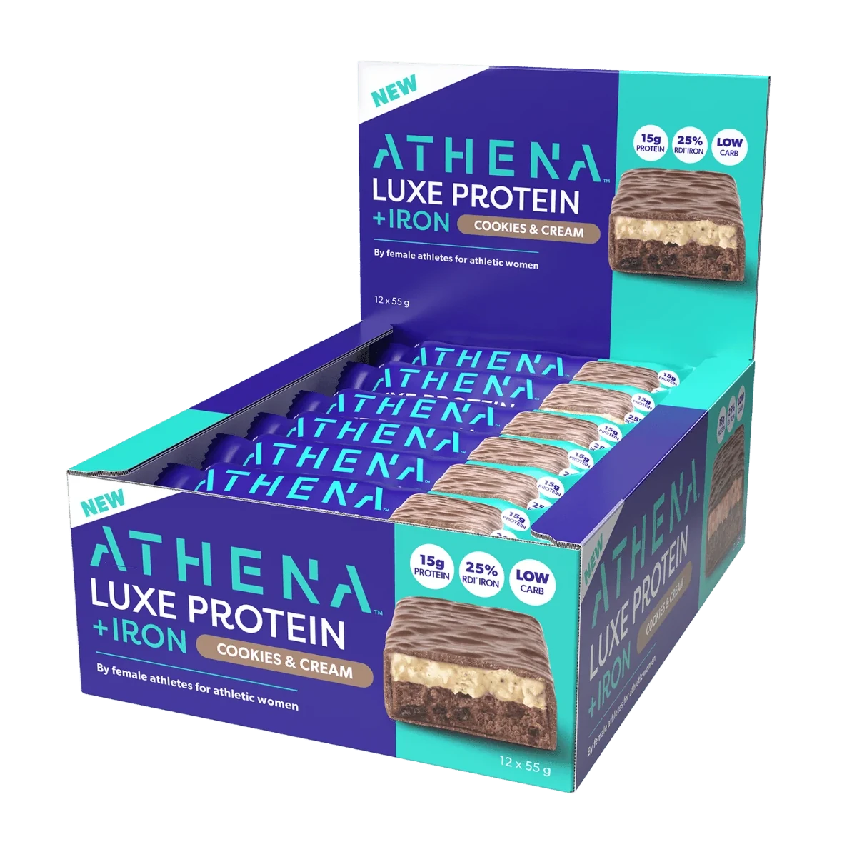 Athena Luxe Protein + Iron Bars - Cookies & Cream