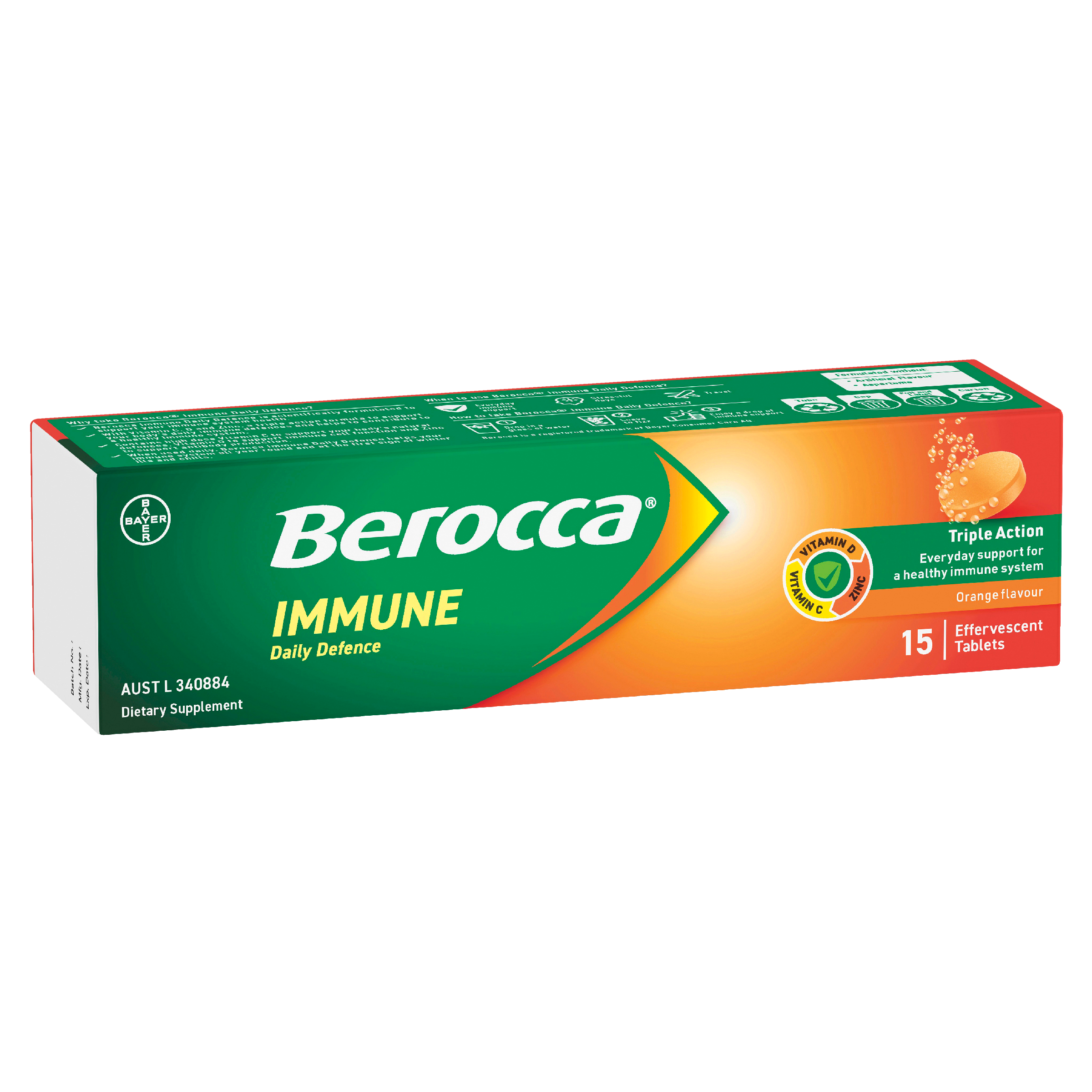 Berocca Immune Daily Defence Orange Flavour Effervescent Tablet