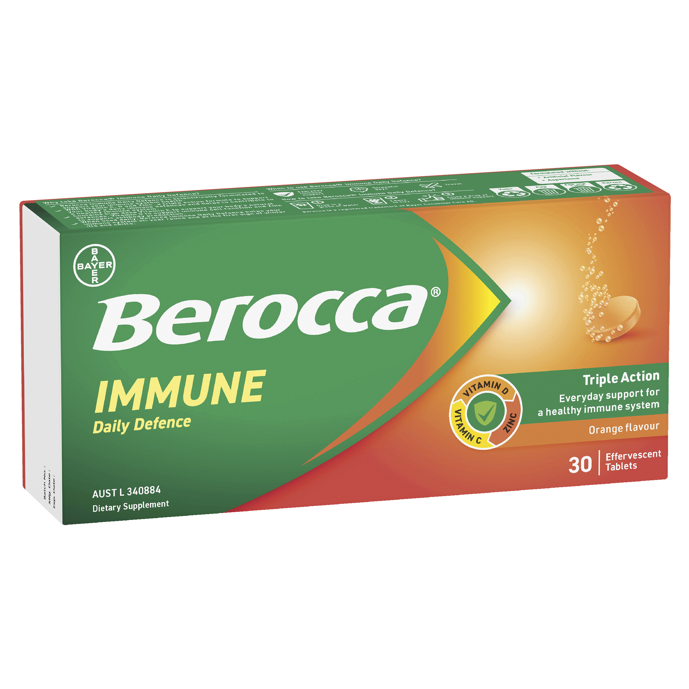 Berocca Immune Daily Defence Orange Flavour Effervescent Tablet