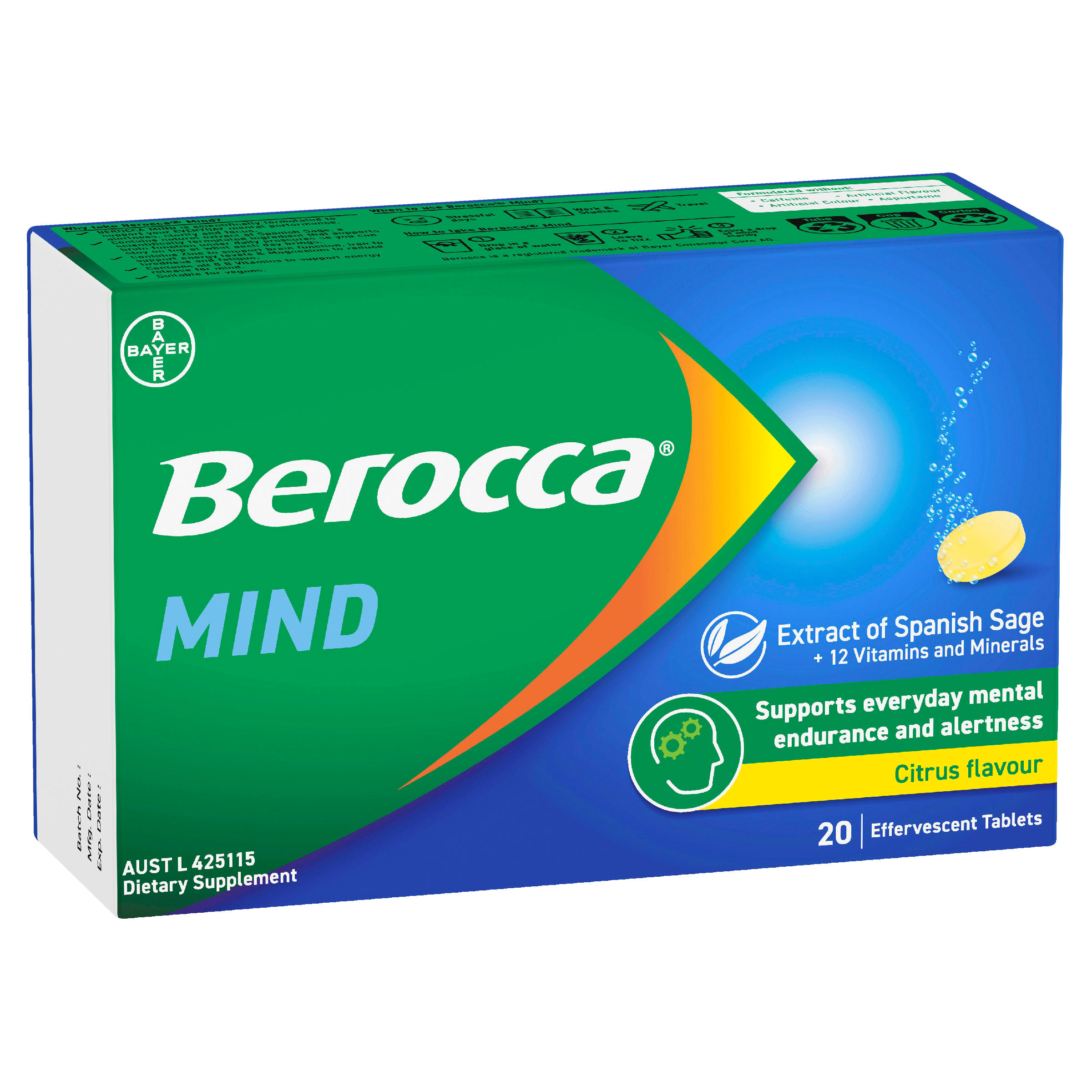 Berocca Mind Citrus Flavour Effervescent Tablets