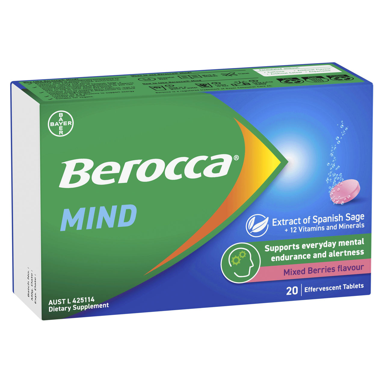 Berocca Mind Berry Effervescent Tablets 15 Tabs