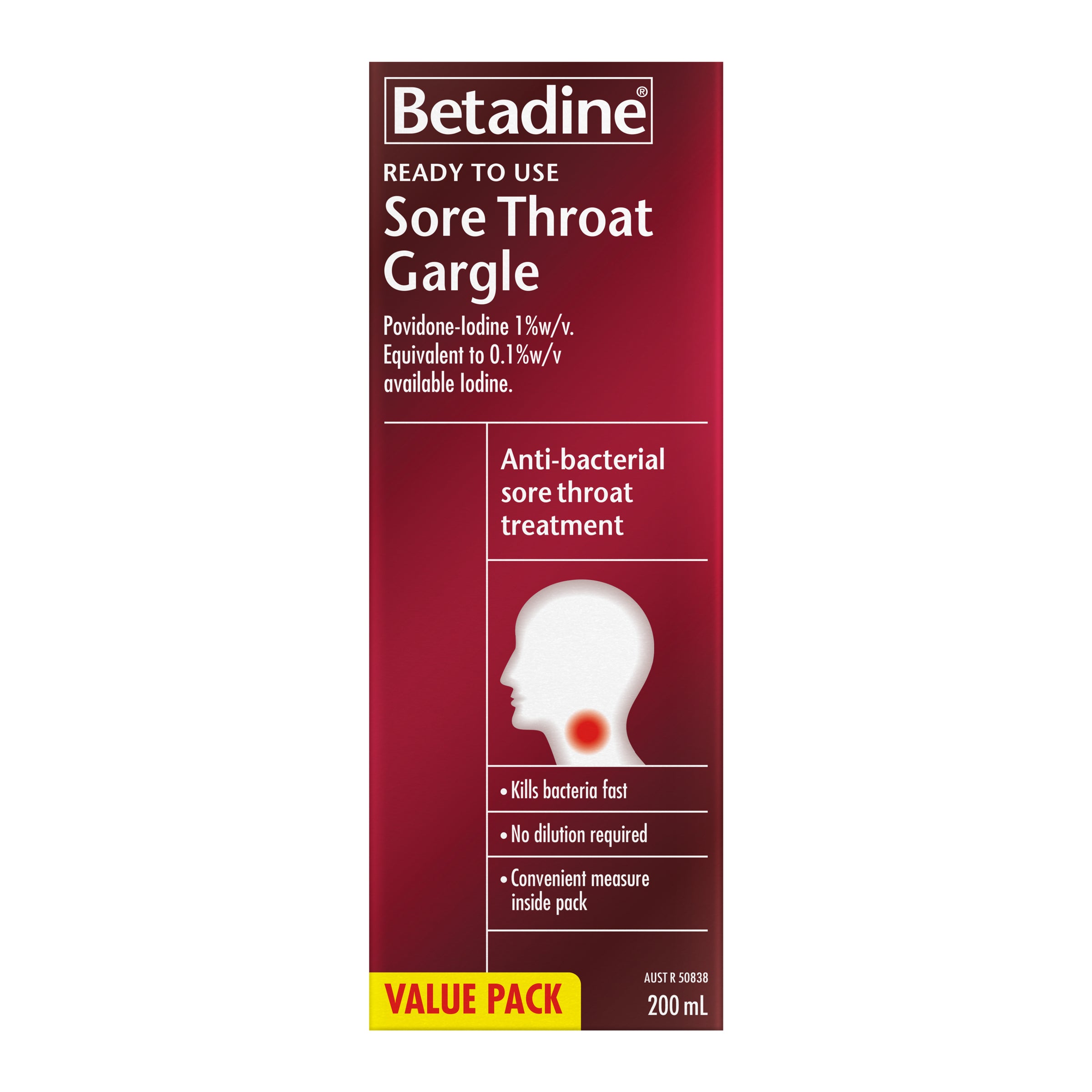 Betadine Sore Throat Gargle - Ready To Use