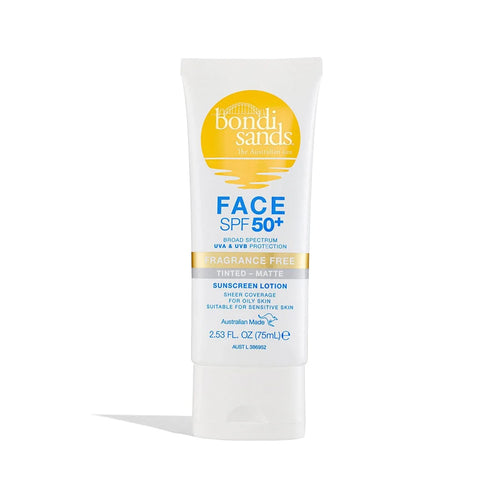 Bondi Sands Fragrance Free Face Sunscreen Lotion SPF 50+ - Tinted Matte