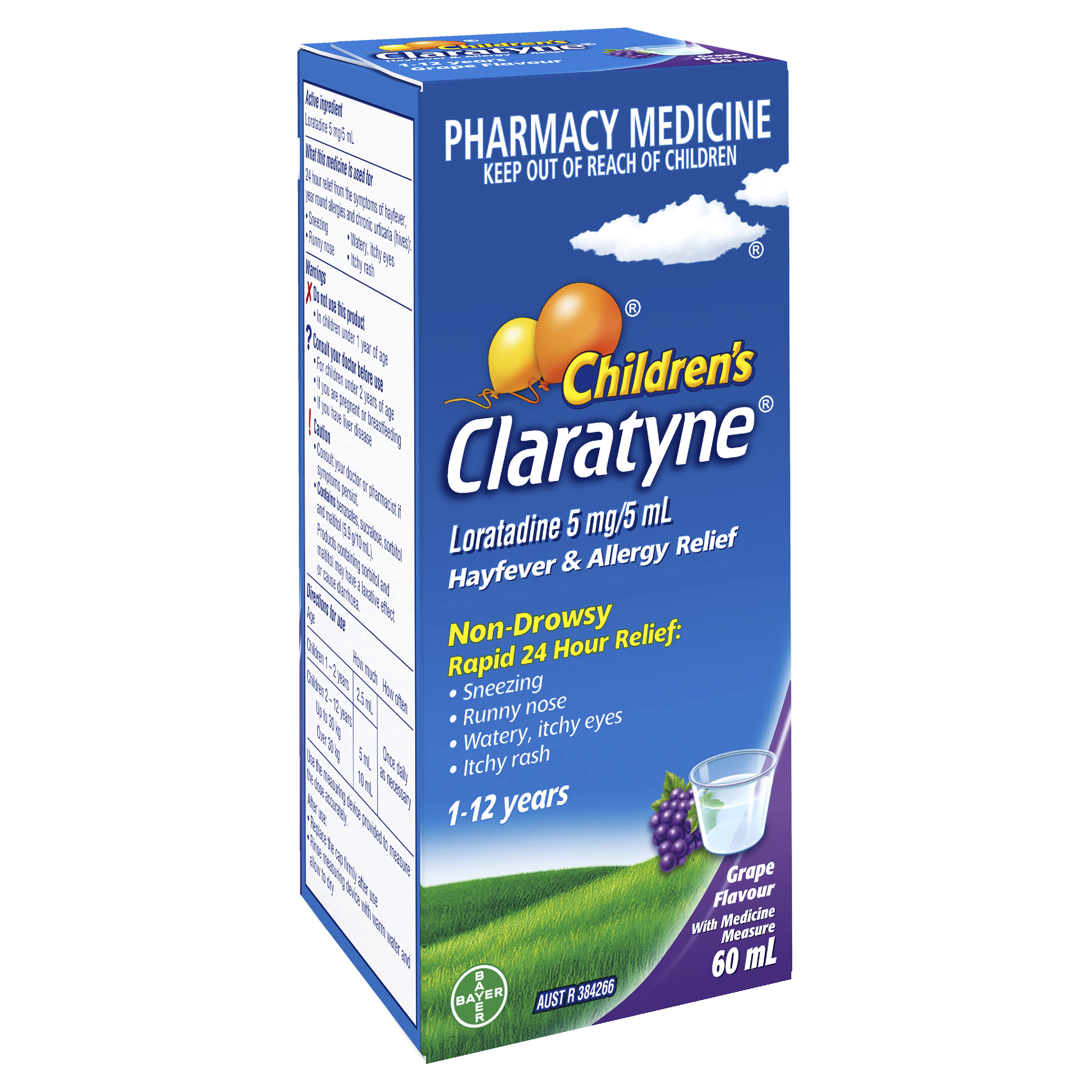 Claratyne Children's Hayfever & Allergy Relief Antihistamine Grape Flavoured Syrup