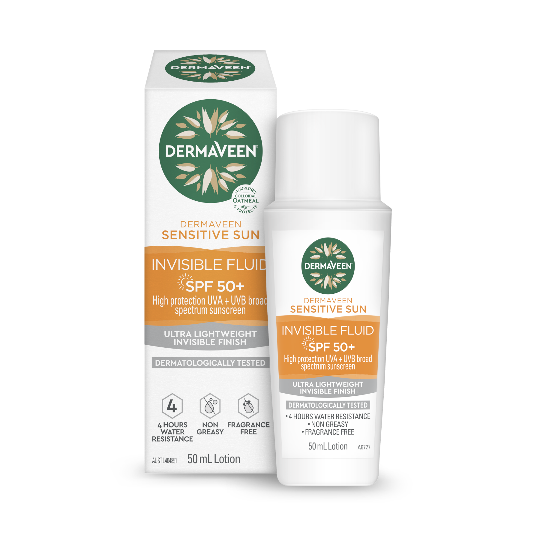 DermaVeen Sensitive Sun Invisible Fluid Lotion SPF 50+