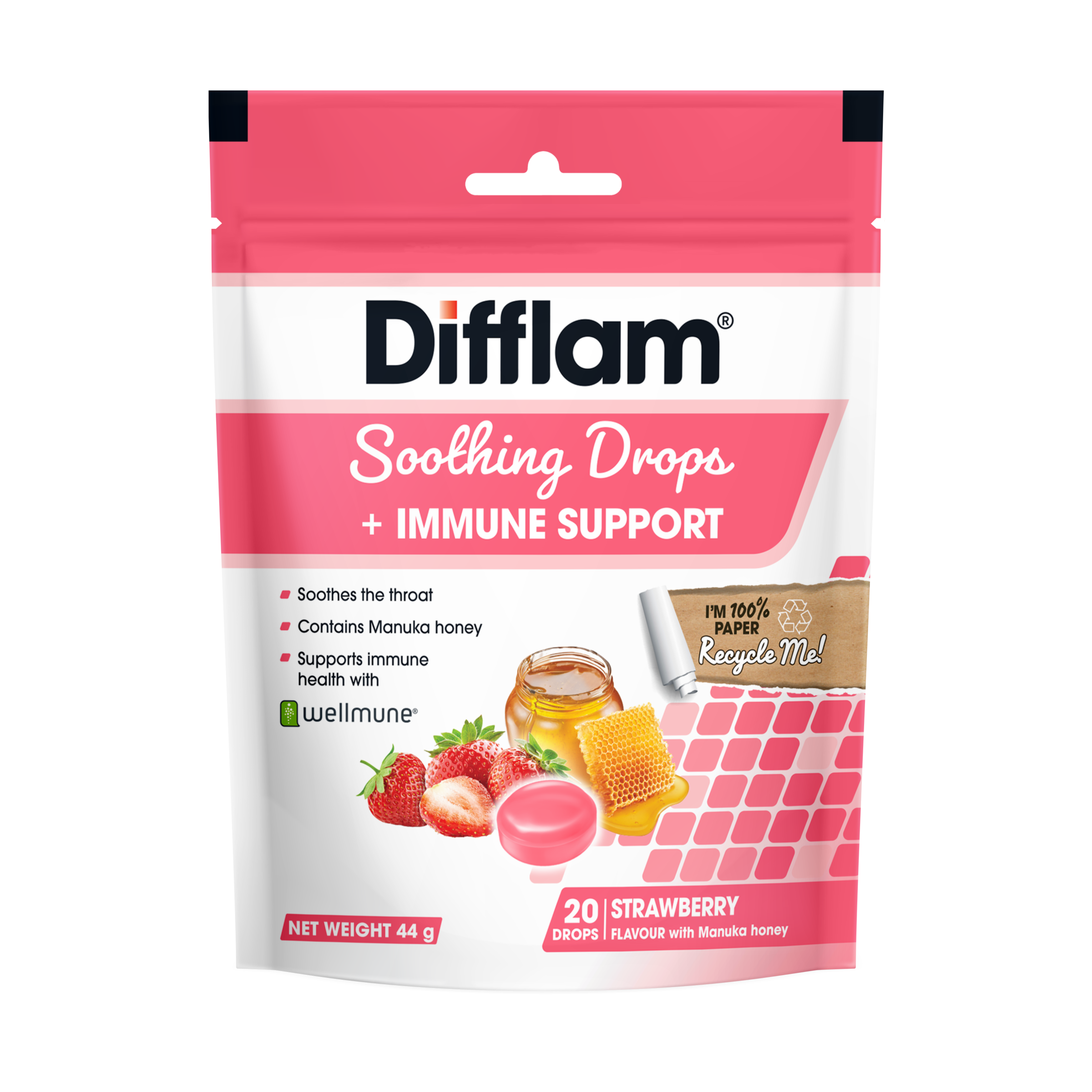 Difflam Soothing Drops + Immune Support - Strawberry