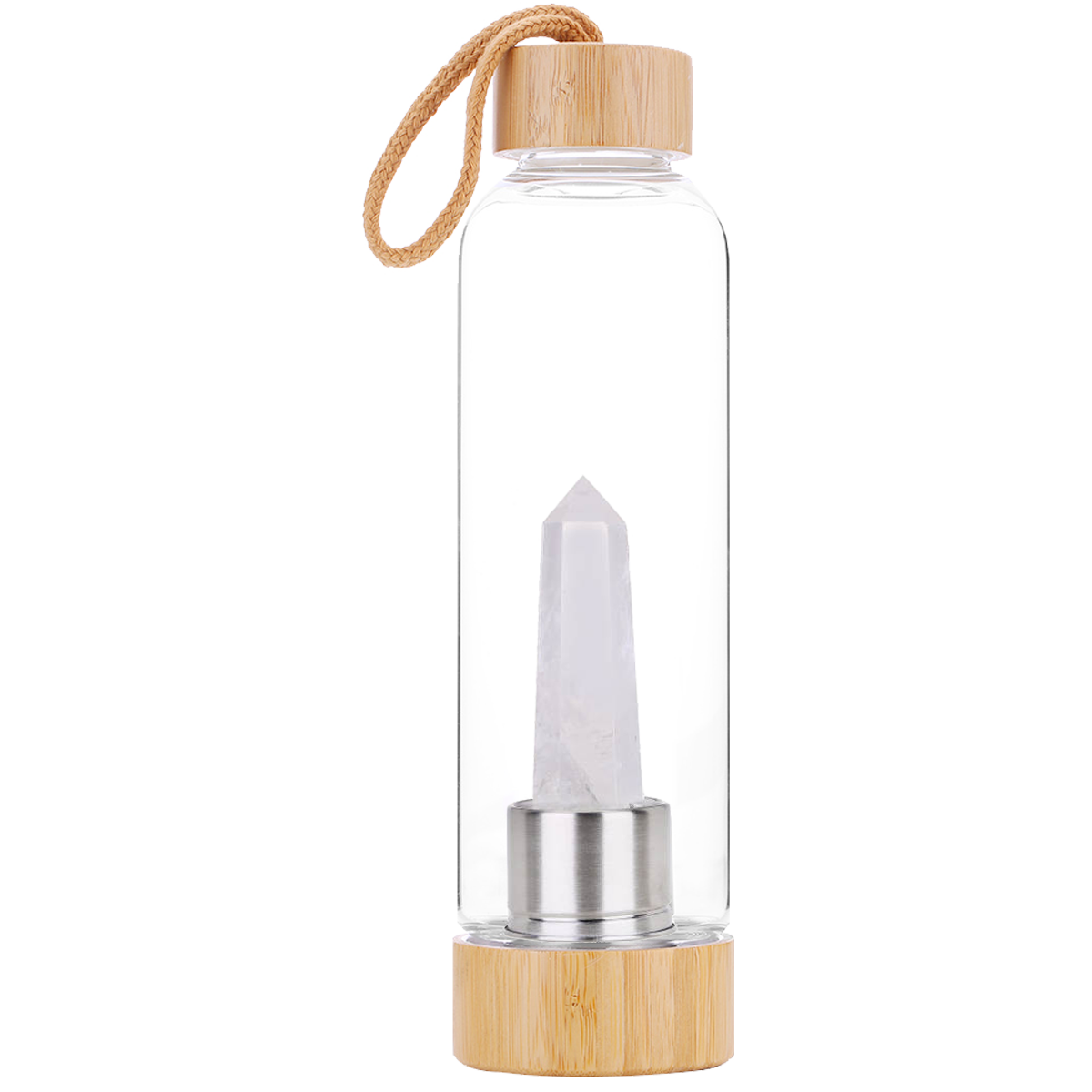 Drink Bottle with Crystal - Clear Quartz