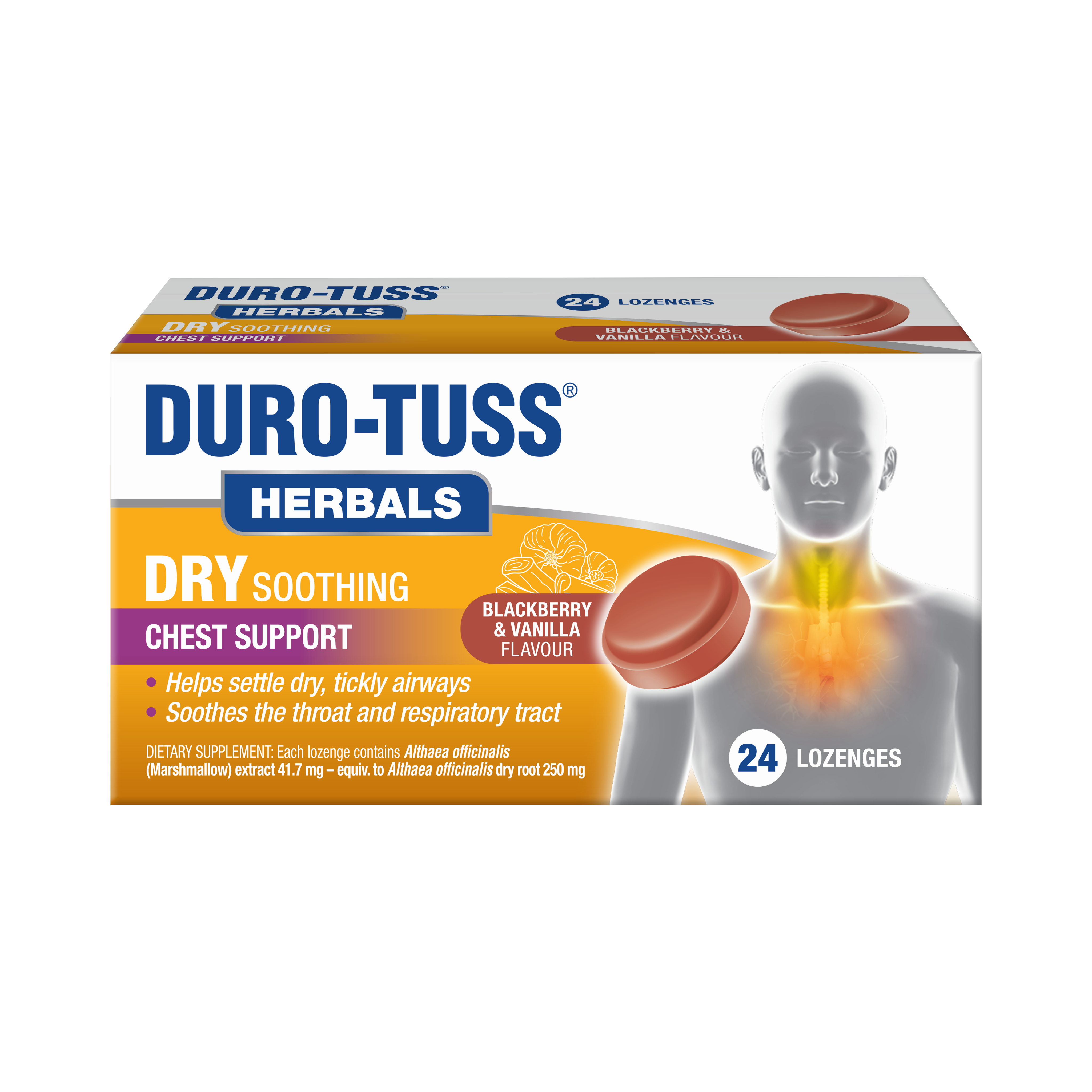 Duro-Tuss Herbals Dry Soothing Chest Support - Blackberry & Vanilla Flavour