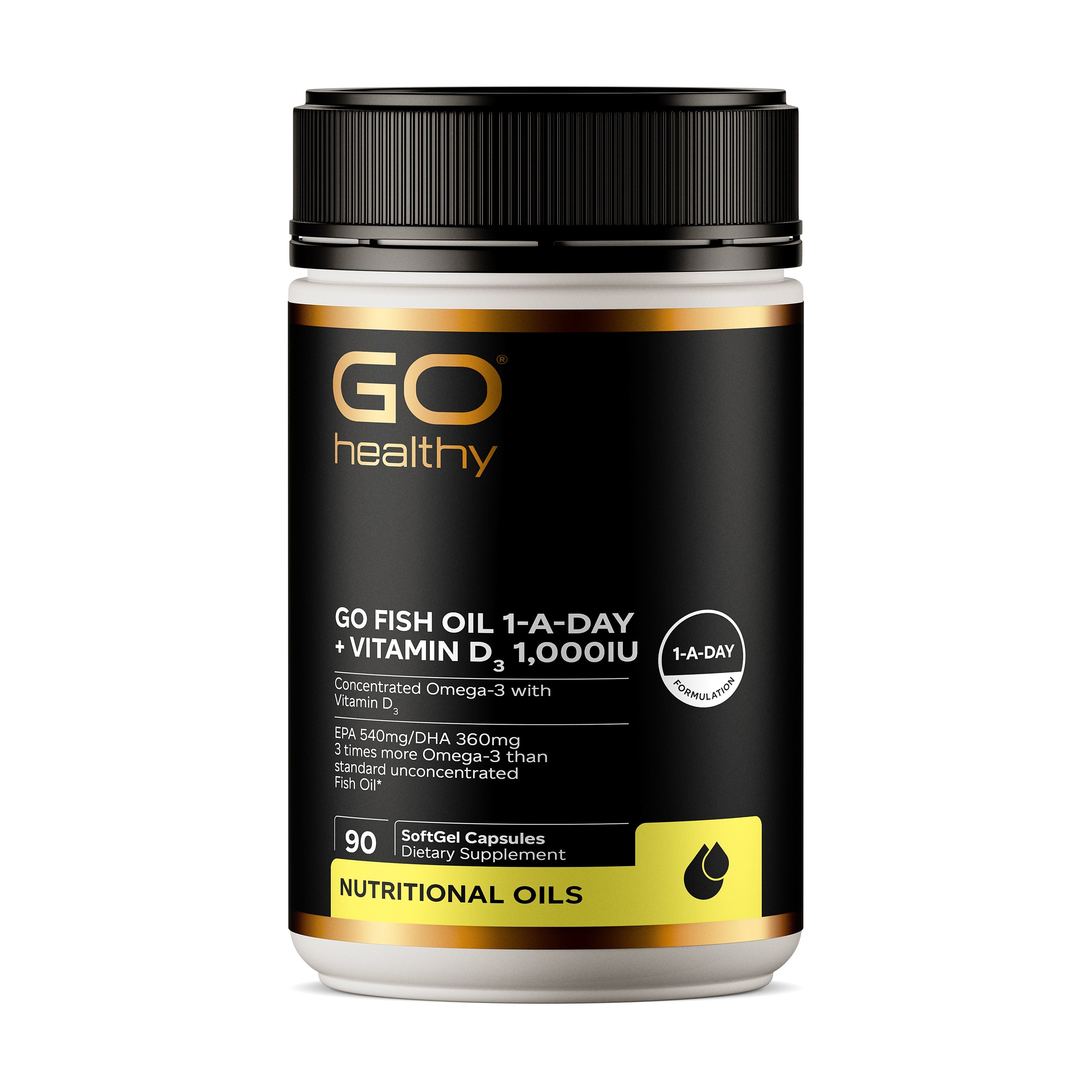 GO Healthy Go Fish Oil 1-A-Day + Vitamin D3 1,000IU