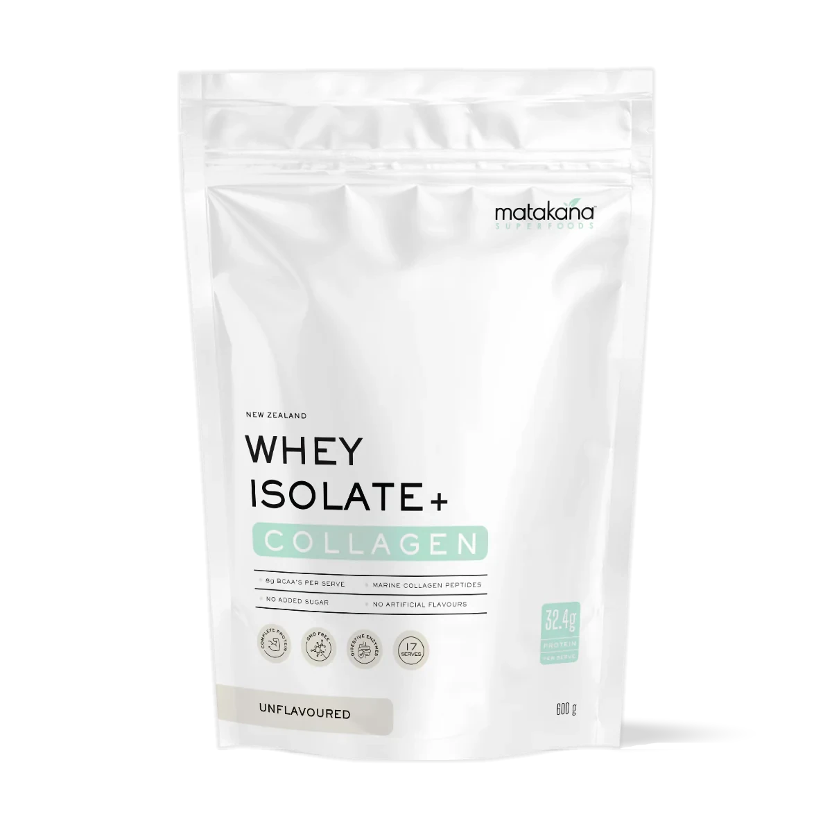 Matakana Superfoods New Zealand Whey Isolate+ Protein + Collagen - Unflavoured