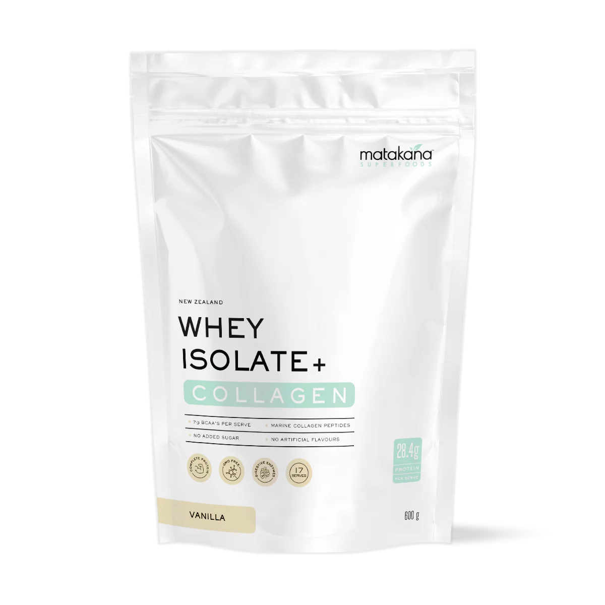 Matakana Superfoods New Zealand Whey Isolate+ Protein + Collagen - Vanilla Flavour
