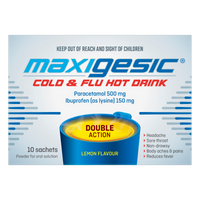 Maxigesic Cold & Flu Hot Drink Double Action - Lemon Flavour