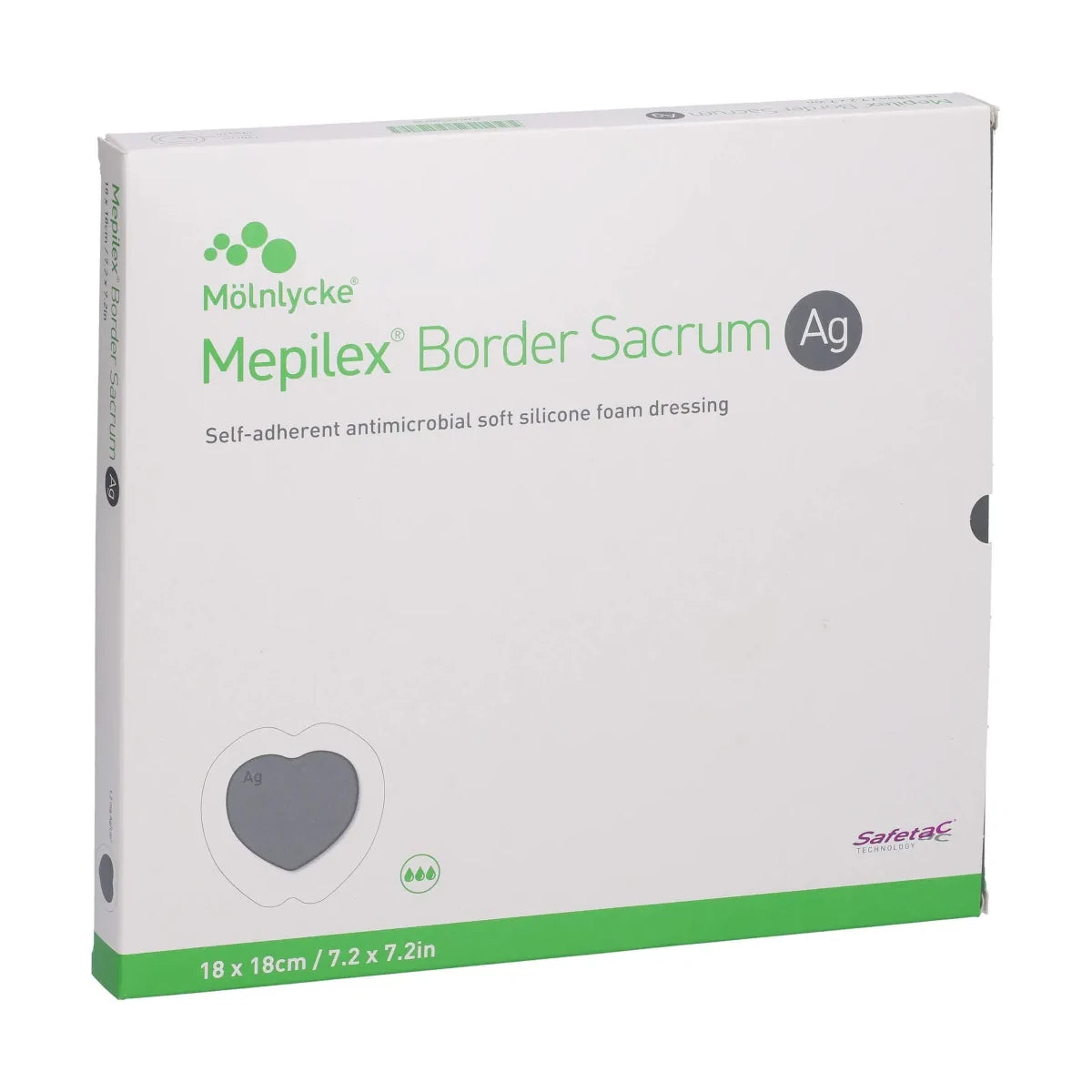 Mepilex Border Sacrum Ag Antimicrobial Self-adherent Soft Silicone Multi-layer Foam Dressing