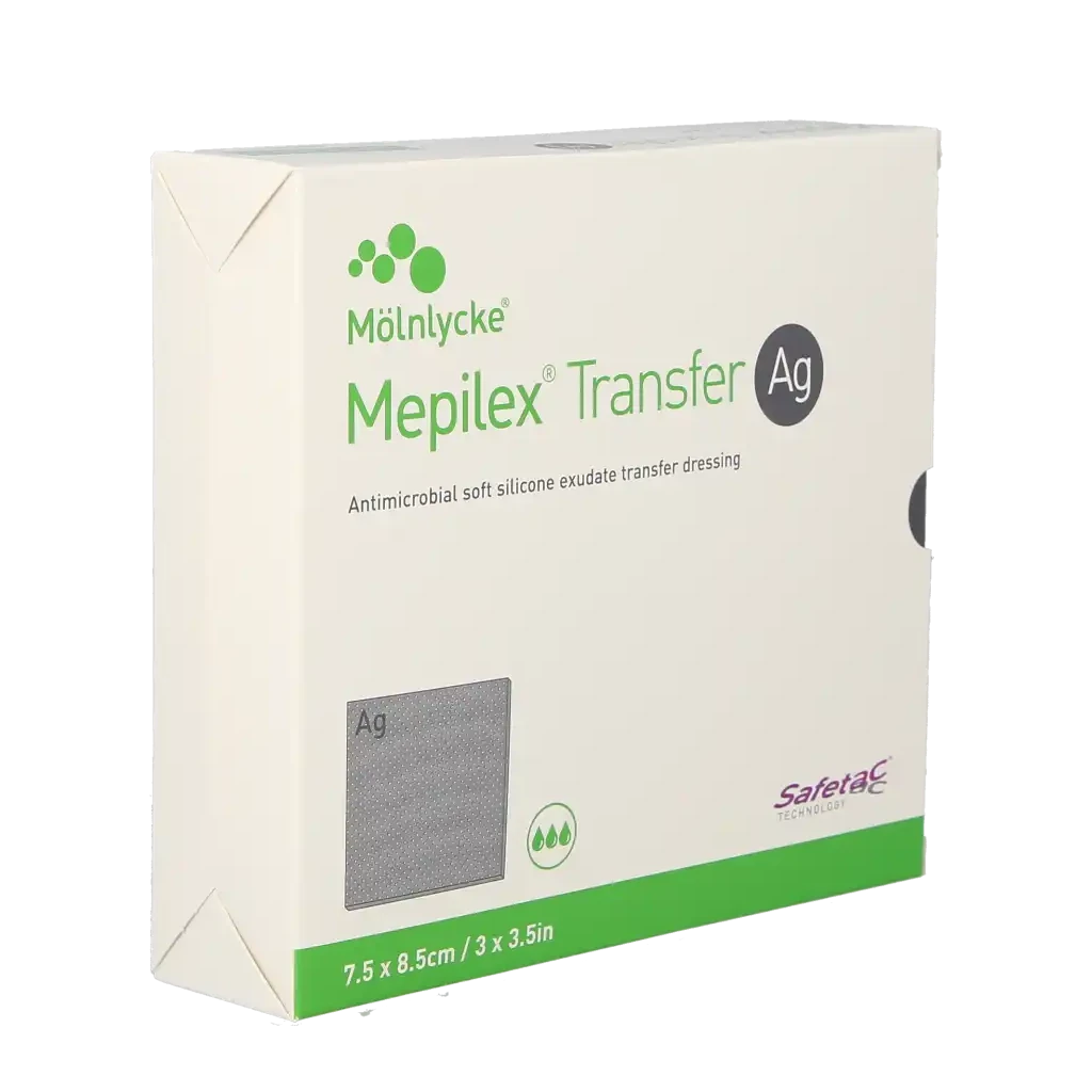 Mepilex Transfer Ag Antimicrobial Soft Silicone Exudate Transfer Dressing