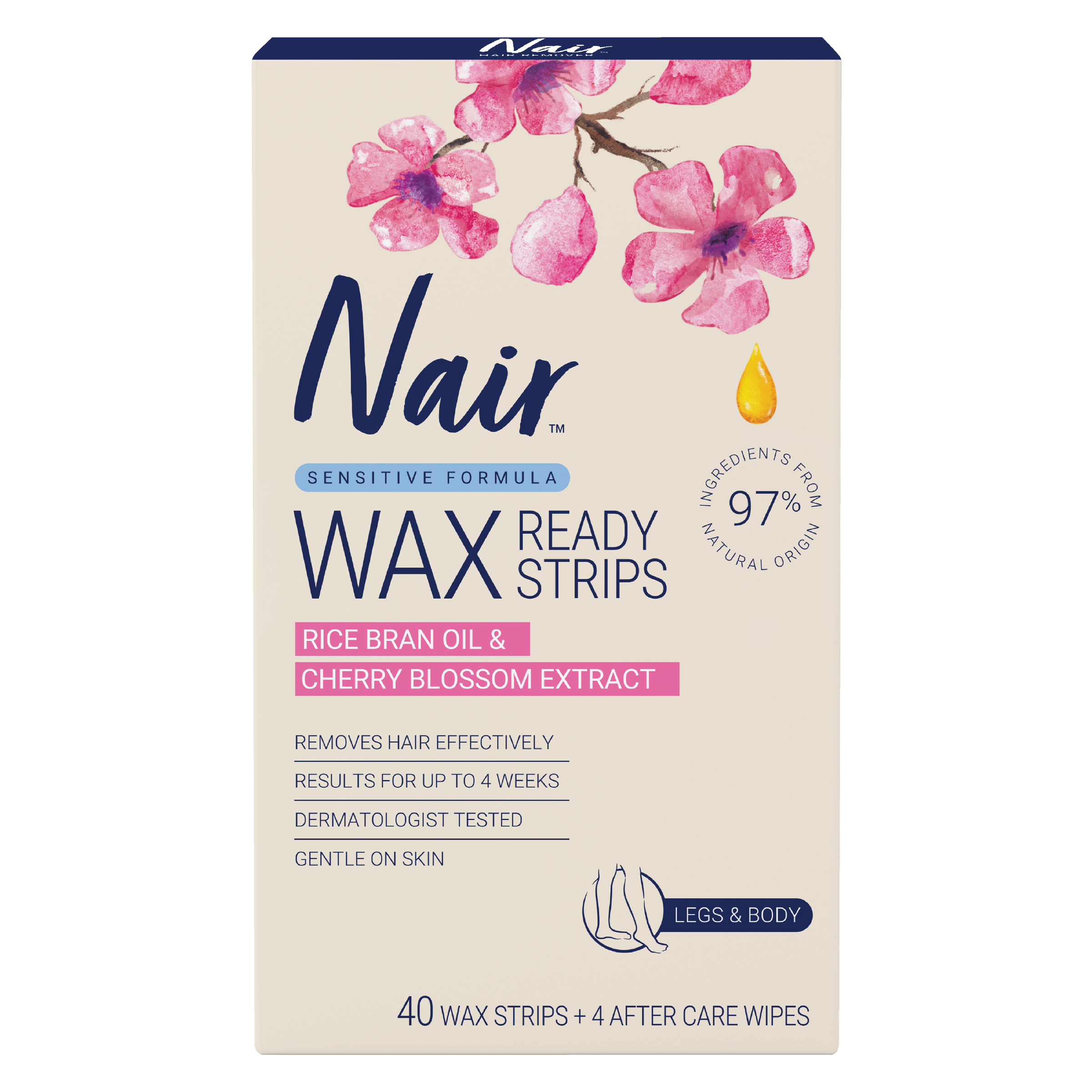 Nair Sensitive Wax Ready Strips with Cherry Blossom Extract