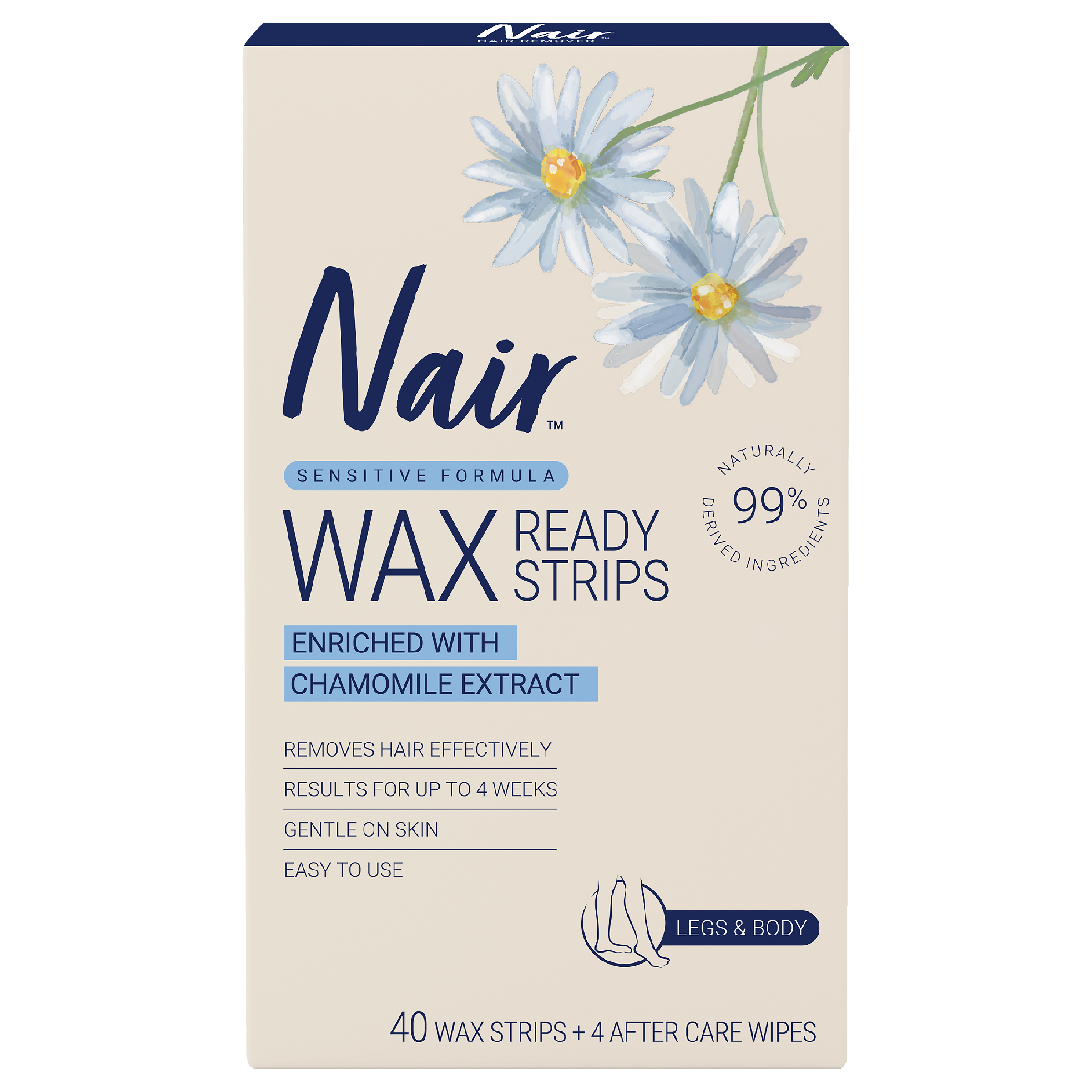 Nair Sensitive Wax Ready Strips with Chamomile Extract