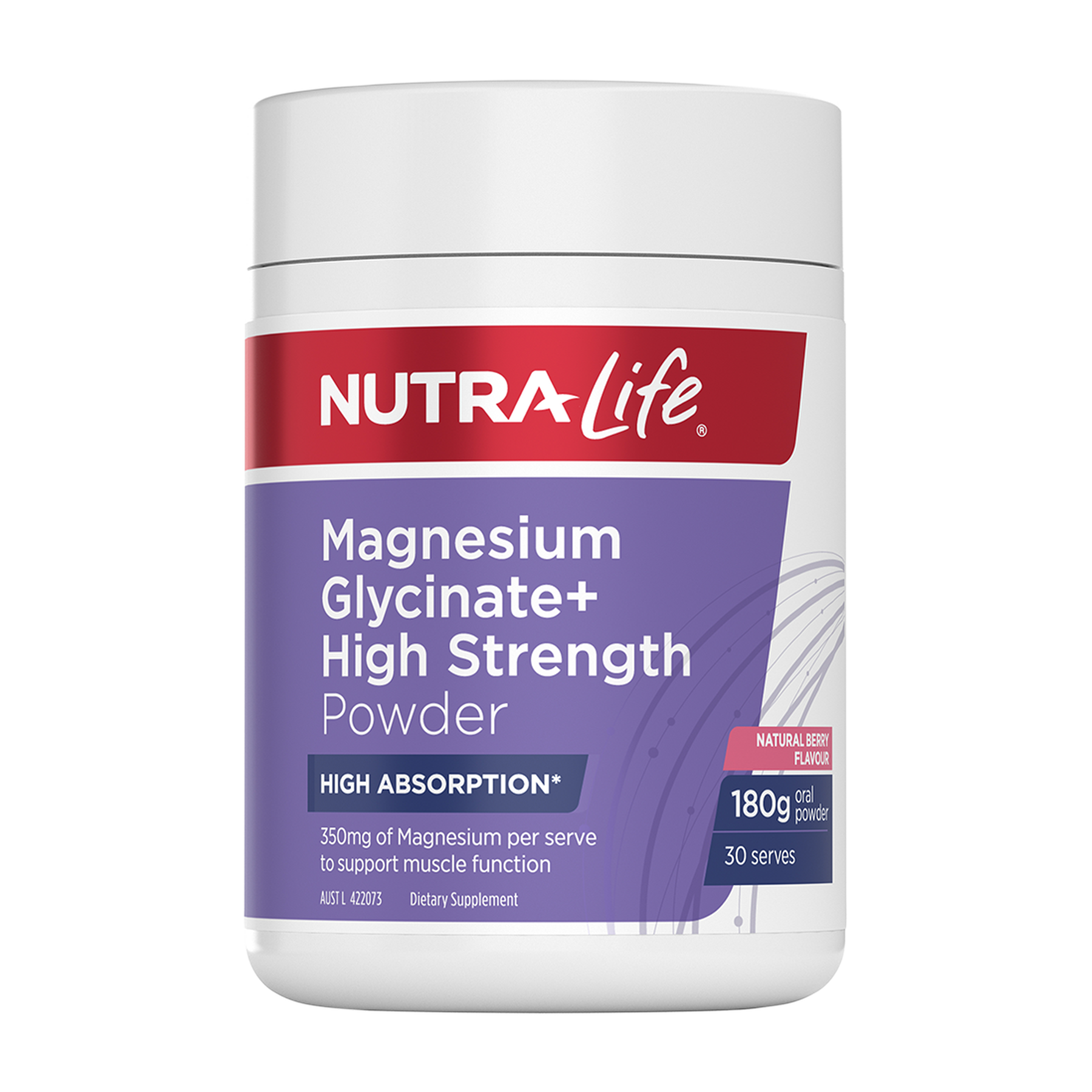 Nutra-Life Magnesium Glycinate + High Strength Powder - Natural Berry Flavour