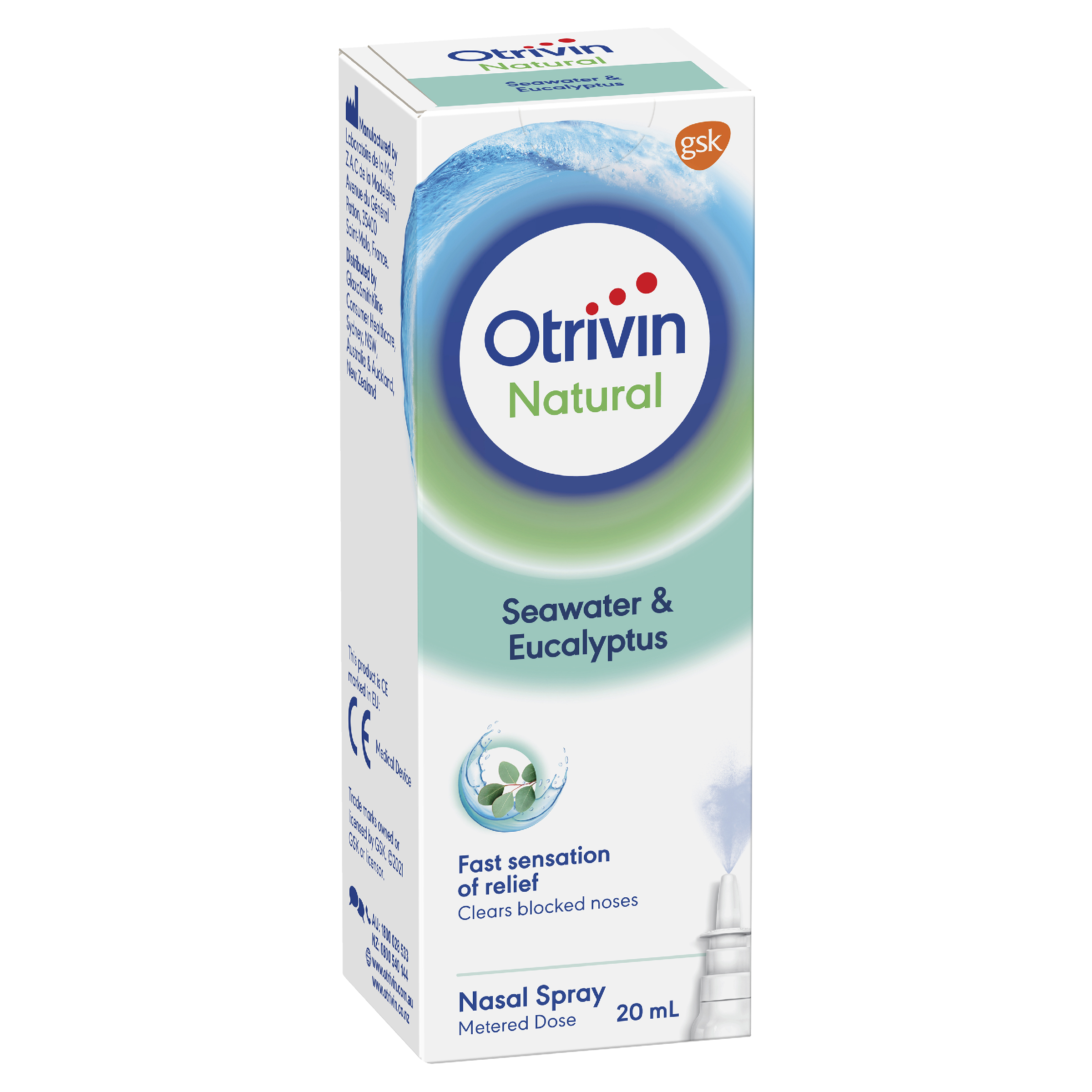 Otrivin Natural Nasal Spray with Seawater & Eucalyptus