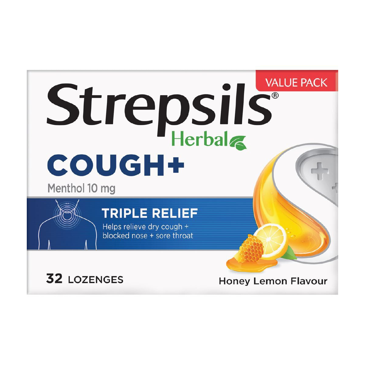 Strepsils Herbal Cough+ Lozenges - Honey Lemon