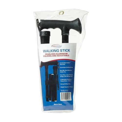 SurgiPack Pearlised Aluminium Folding & Adjustable Walking Stick