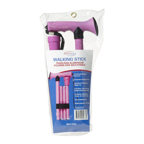 SurgiPack Pearlised Aluminium Folding & Adjustable Walking Stick