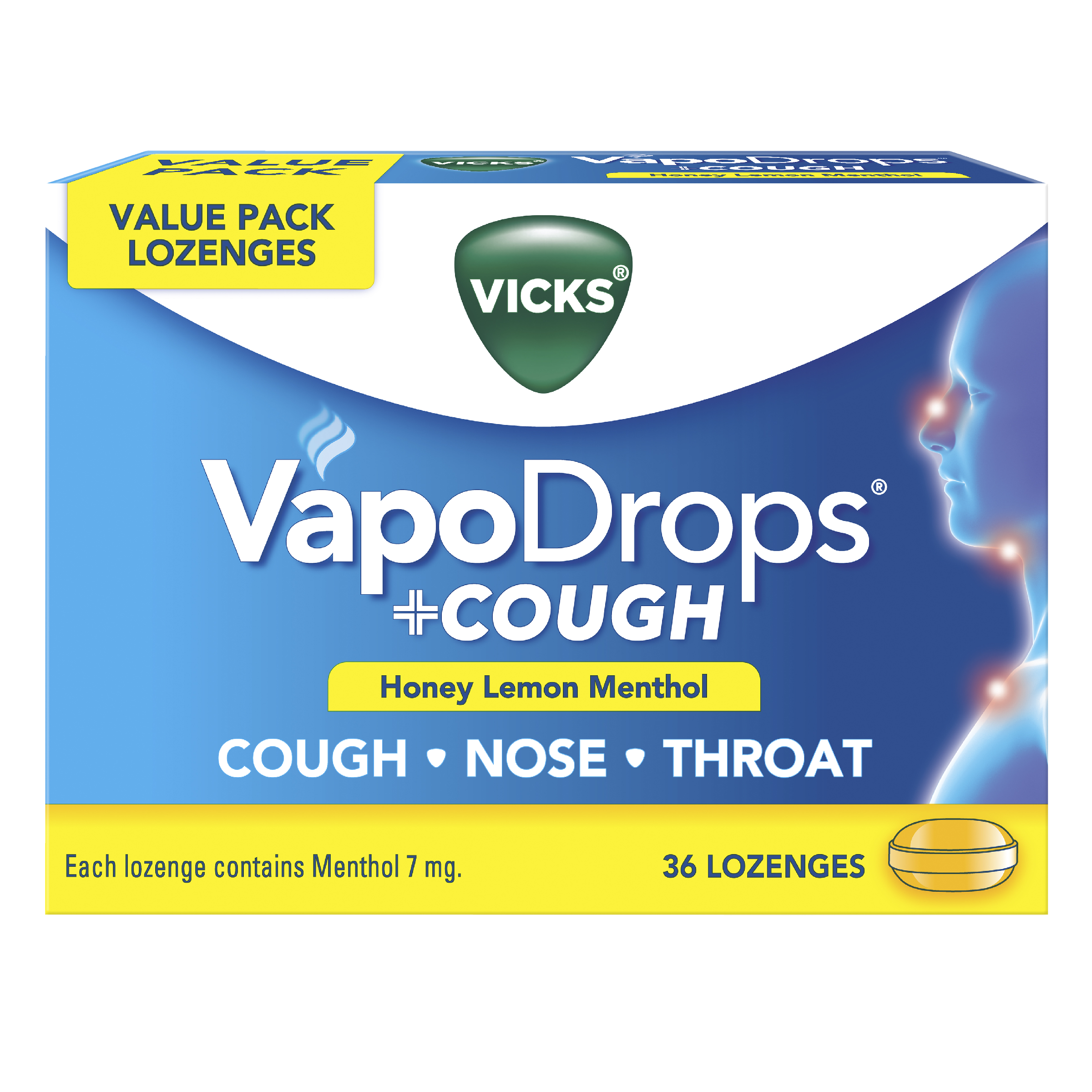 Vicks VapoDrops + Cough - Honey Lemon Menthol