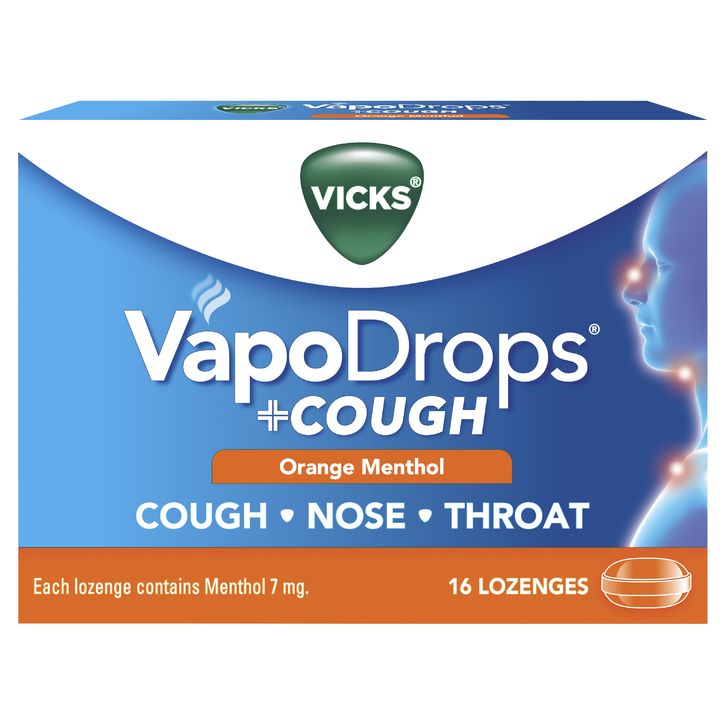 Vicks VapoDrops + Cough - Orange Menthol