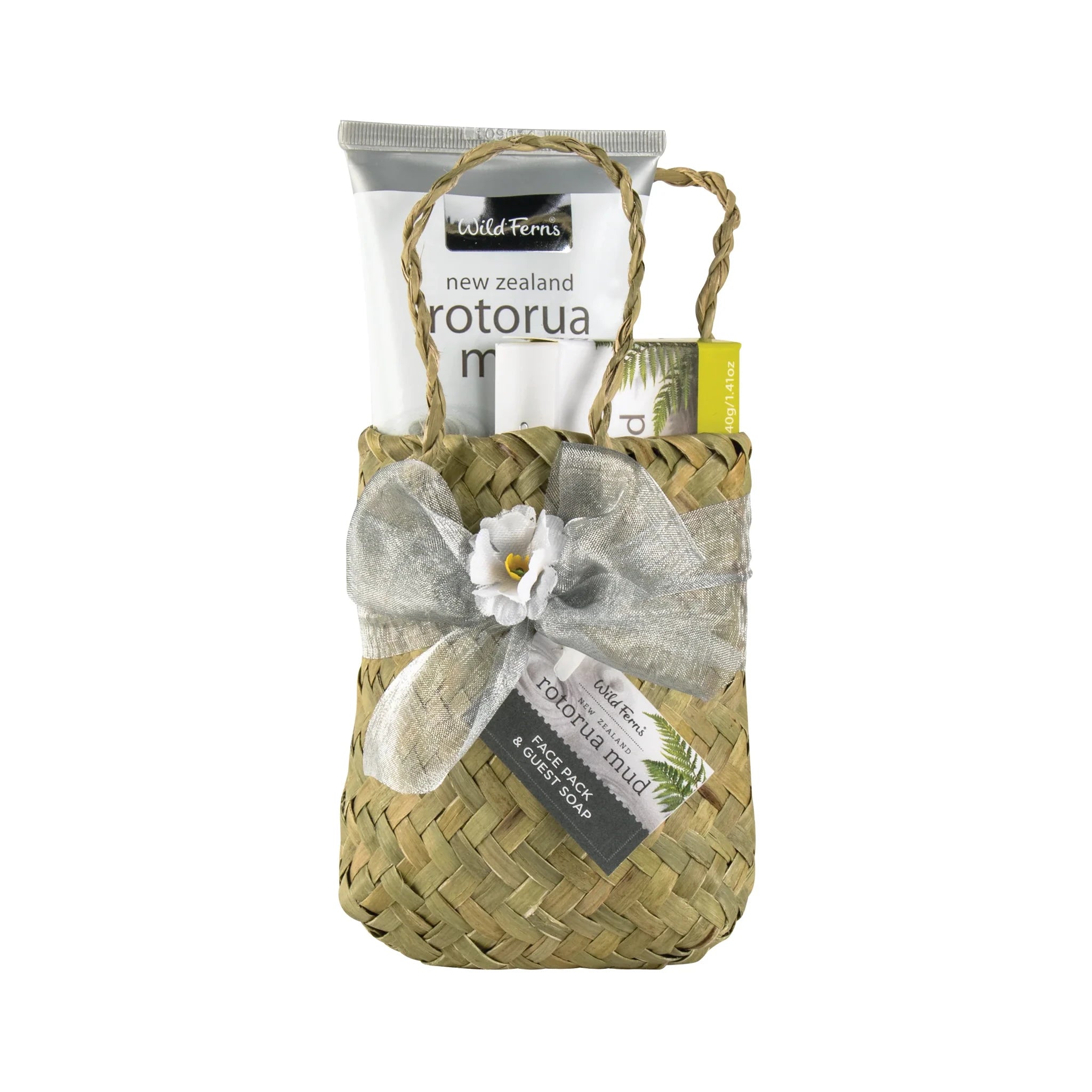 Wild Ferns Rotorua Mud Face Pack Woven Basket Gift Set