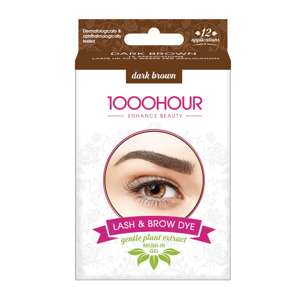 1000 Hour Plant Extract Lash & Brow Dye Brush-in Gel - Dark Brown
