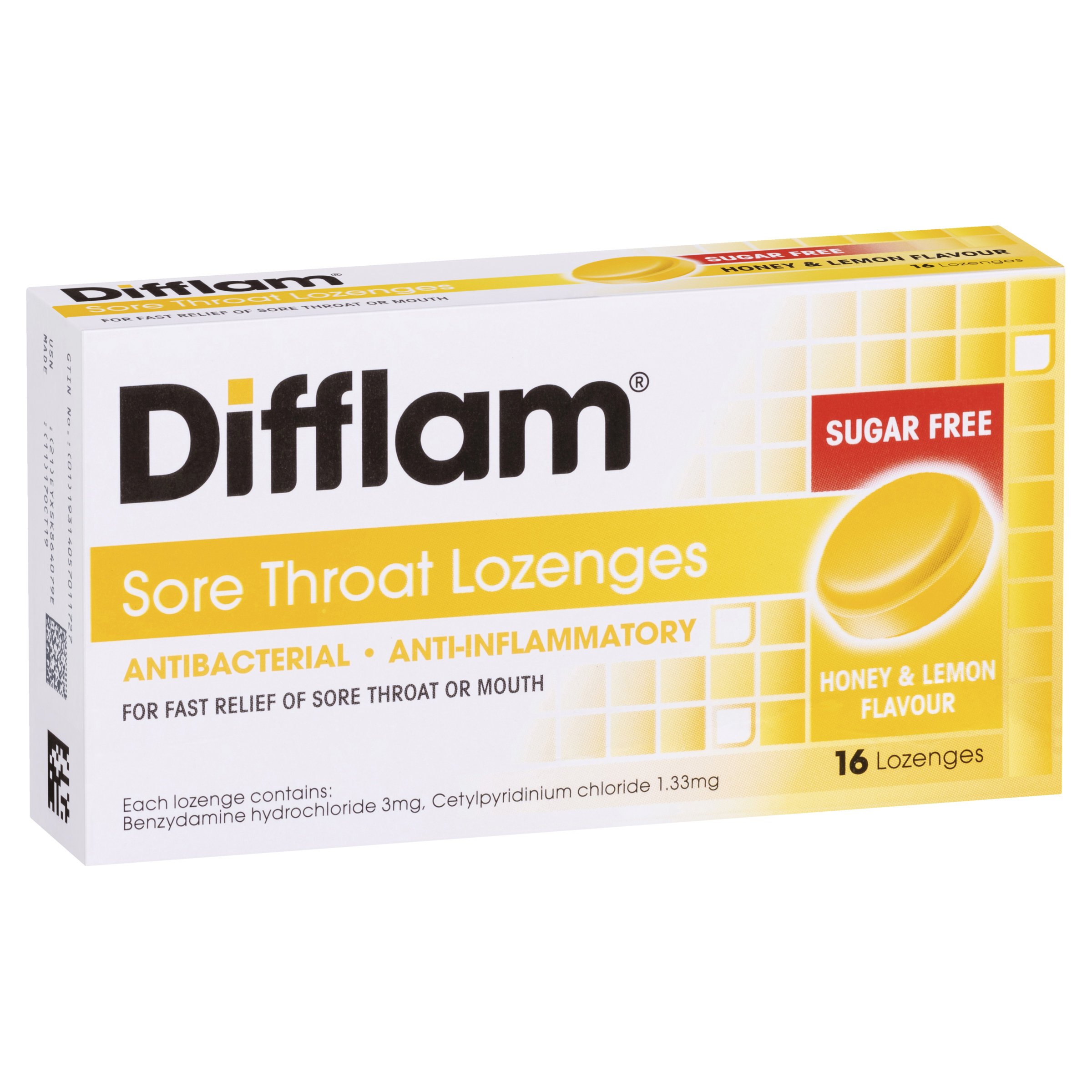 Difflam Sore Throat Lozenges - Honey & Lemon Flavour