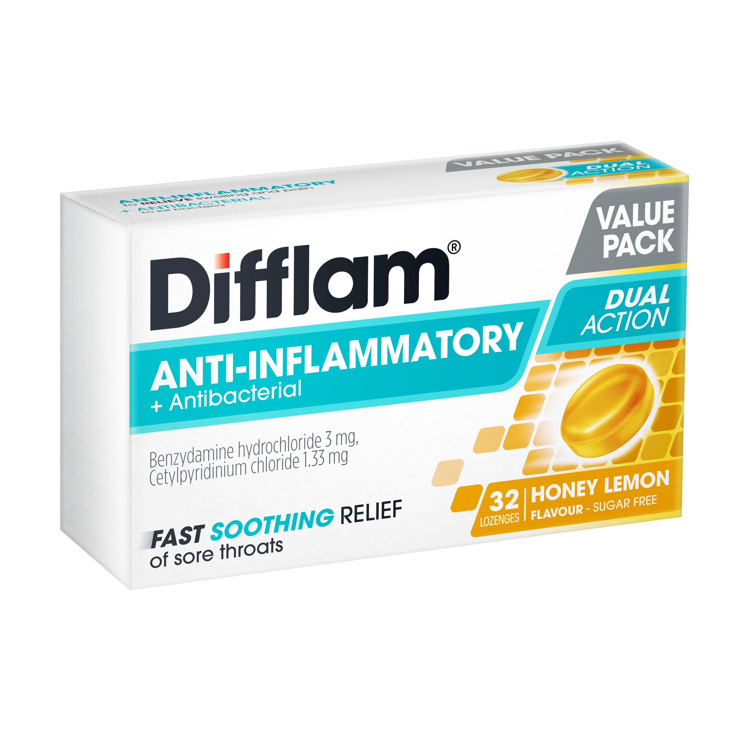 Difflam Sore Throat Lozenges - Honey & Lemon Flavour