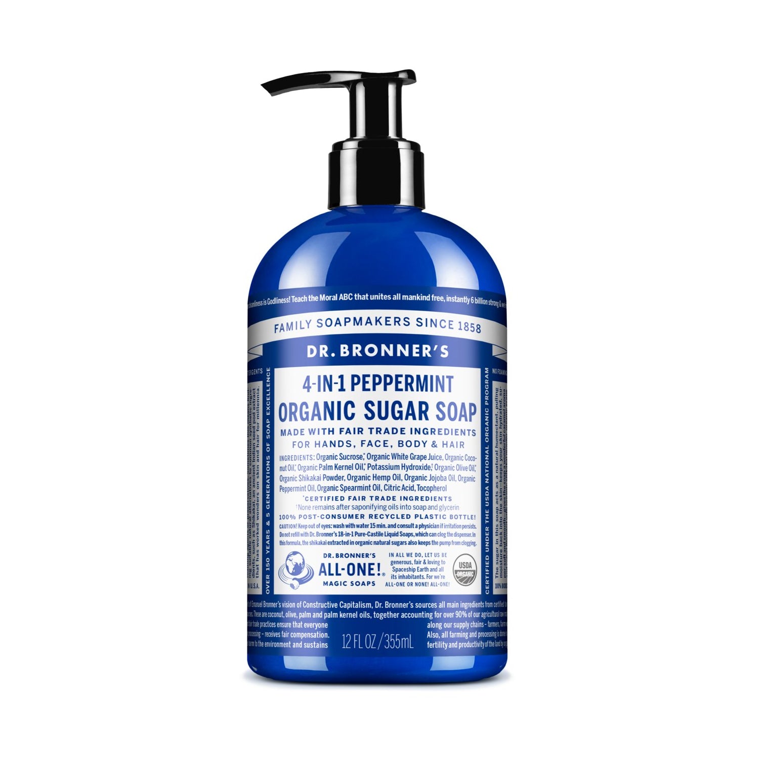 Dr. Bronner's Organic Sugar Soap Peppermint Net Pharmacy