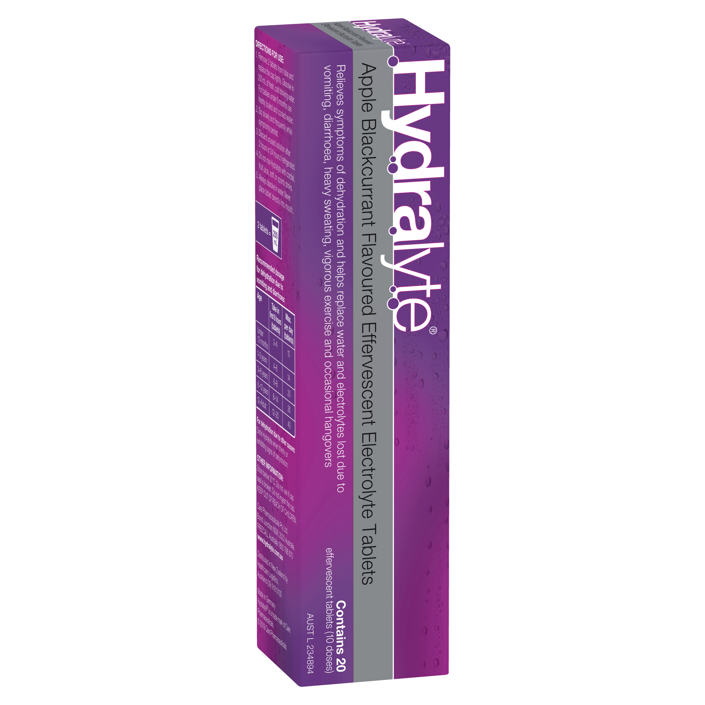 Hydralyte Effervescent Electrolyte Tablets - Apple Blackcurrant Flavour