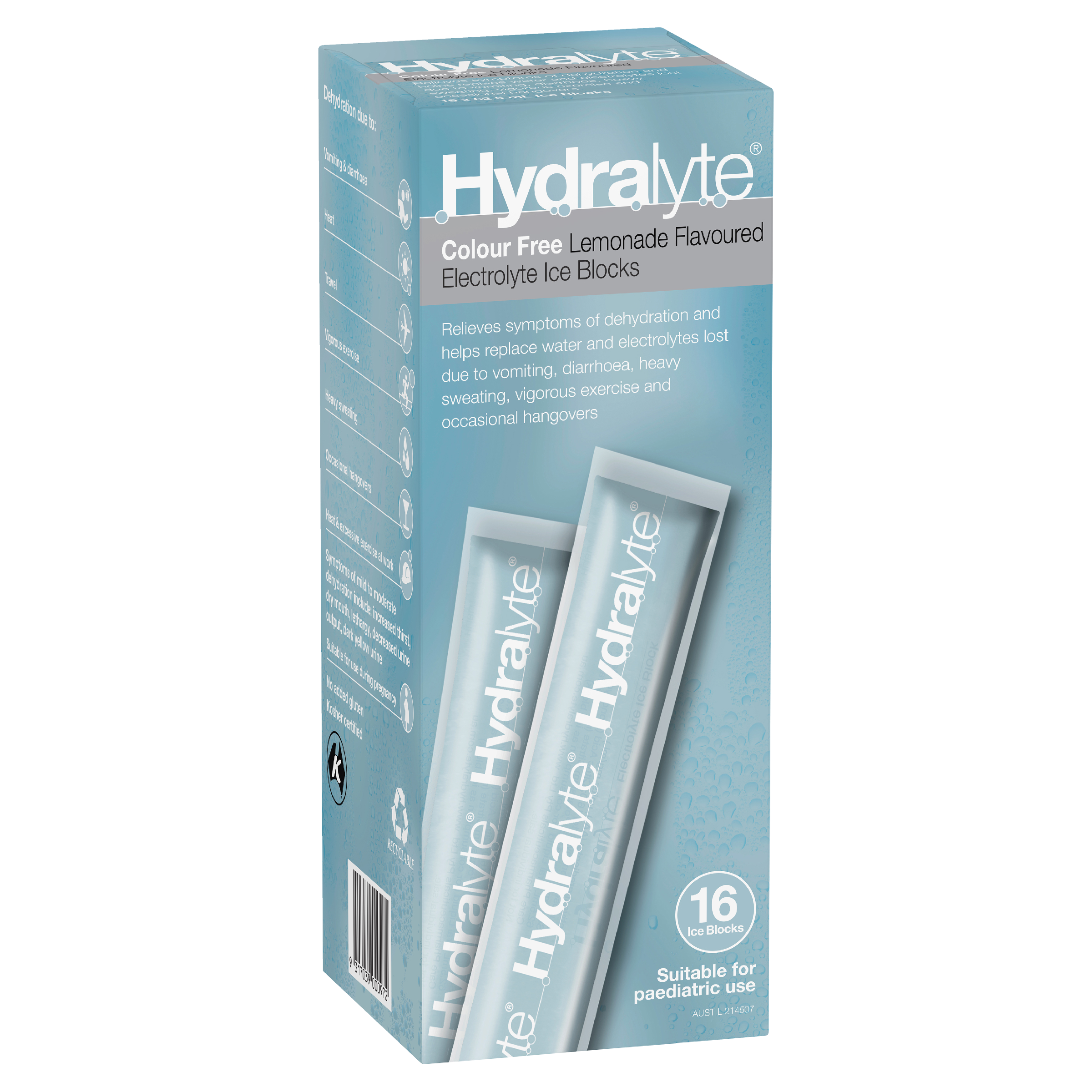 Hydralyte Electrolyte Ice Blocks - Colourfree Lemonade Flavour