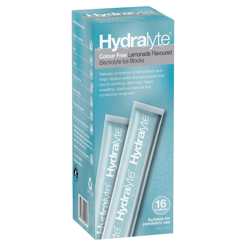 Hydralyte Electrolyte Ice Blocks - Colourfree Lemonade Flavour
