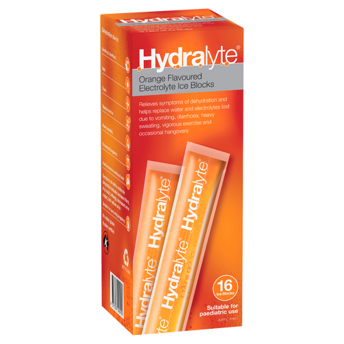 Hydralyte Electrolyte Ice Blocks - Orange Flavour
