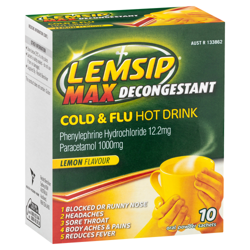 Lemsip Max Decongestant Cold & Flu Hot Drink - Lemon Flavour
