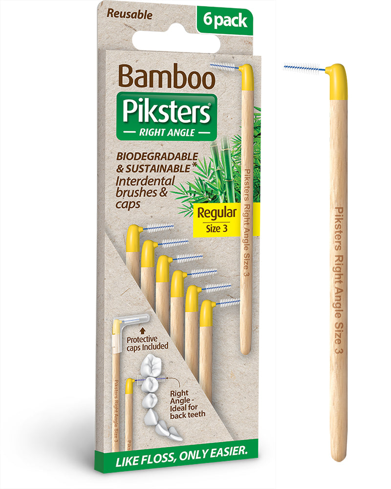 Piksters Bamboo Right Angle Interdental Brushes - Size 3 Regular