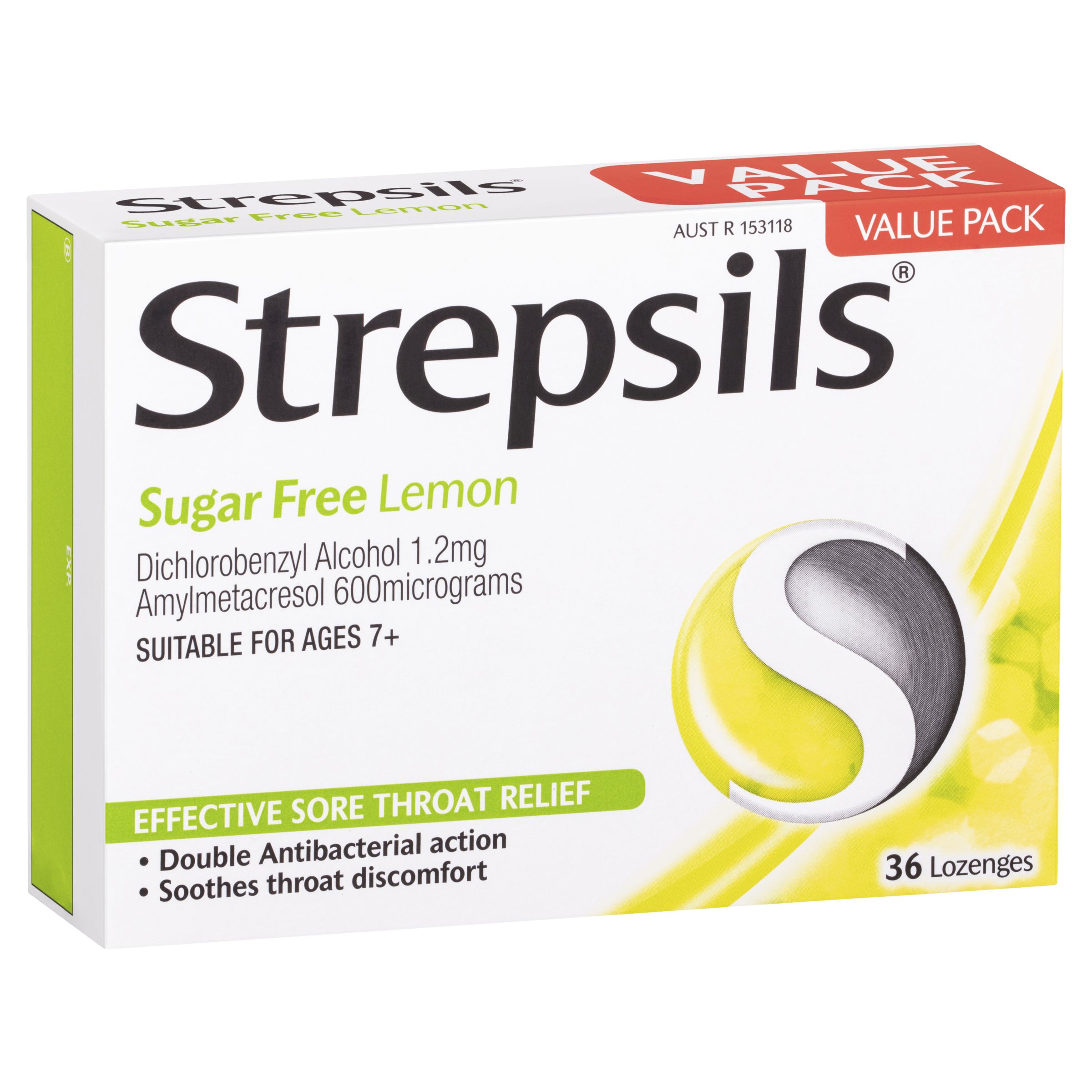 Strepsils Sugar Free Lozenges - Lemon