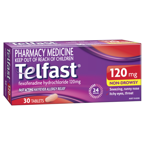 Telfast 120mg Non-Drowsy Fast Acting Hayfever Allergy Relief