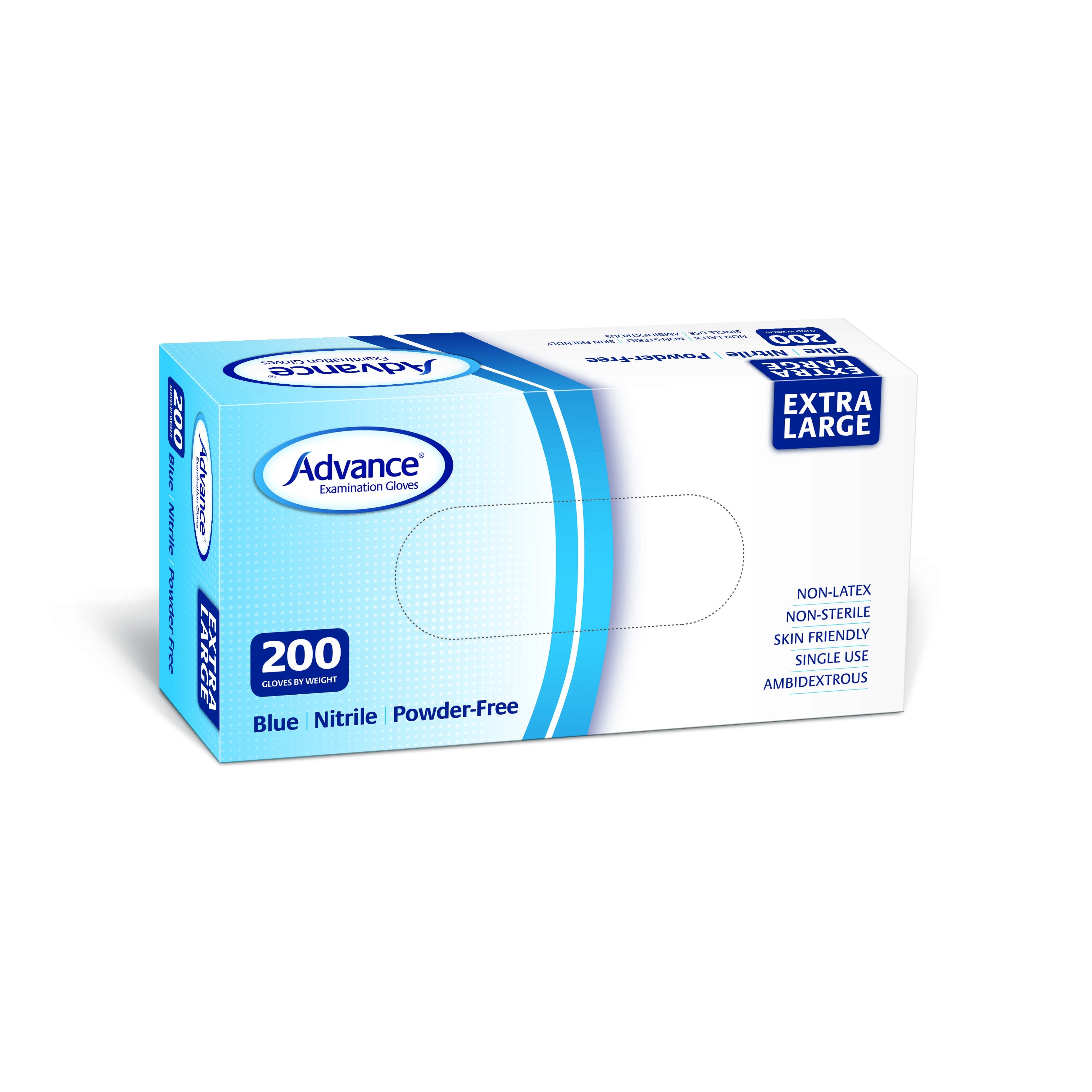 Advance Blue Nitrile Powder Free Examination Gloves