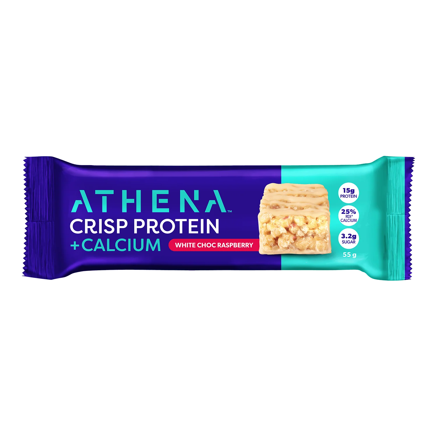 Athena Crisp Protein + Calcium Bars - White Choc Raspberry