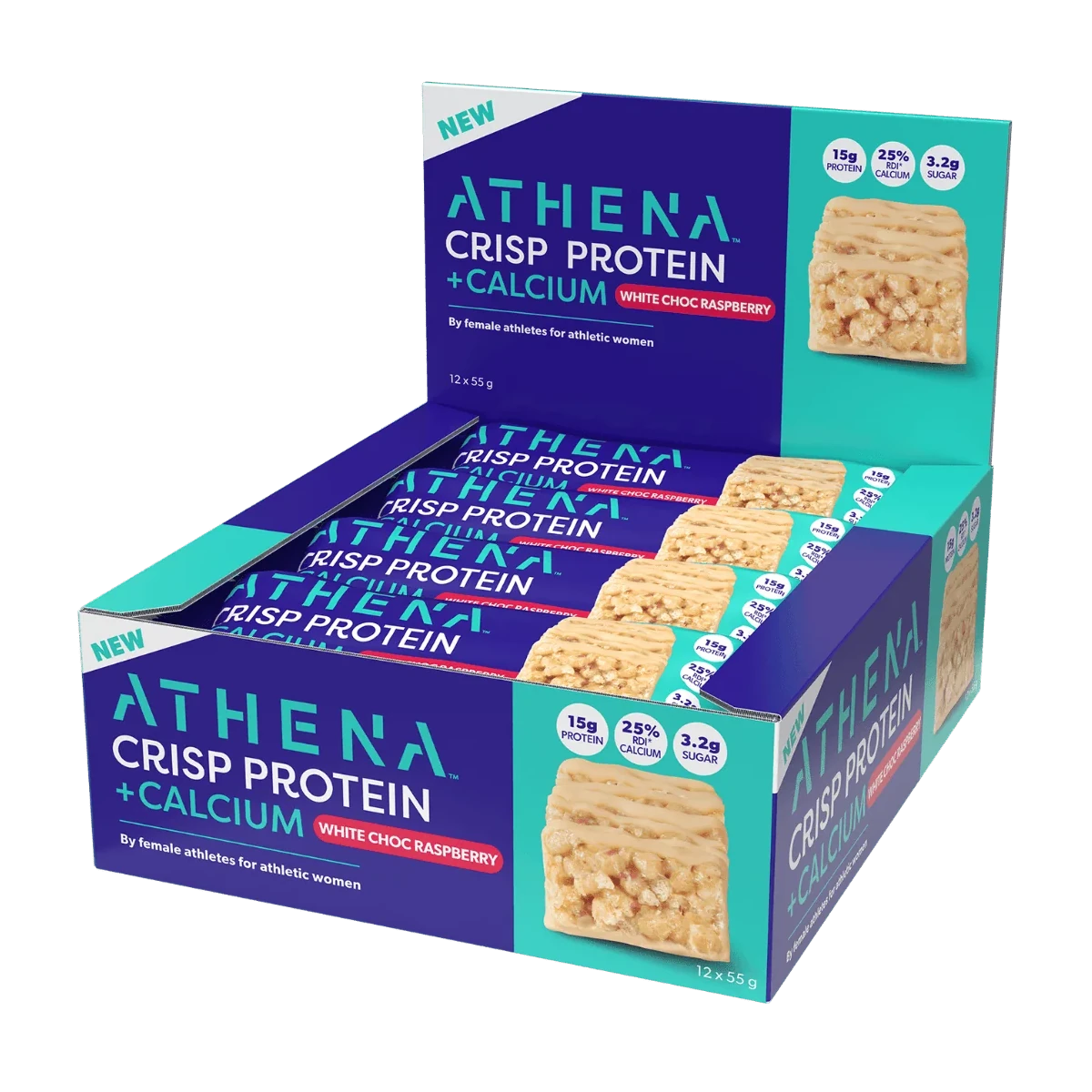 Athena Crisp Protein + Calcium Bars - White Choc Raspberry