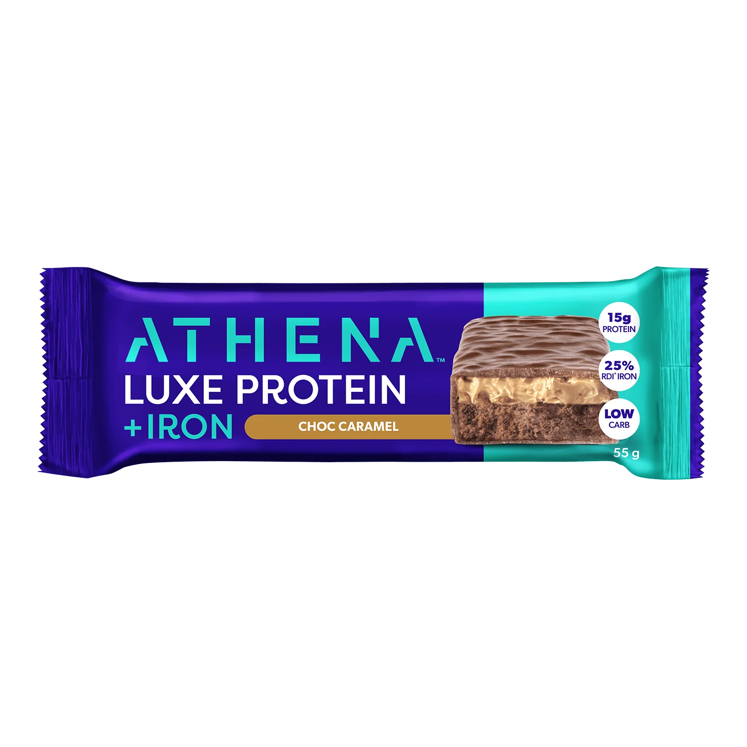 Athena Luxe Protein + Iron Bars - Choc Caramel