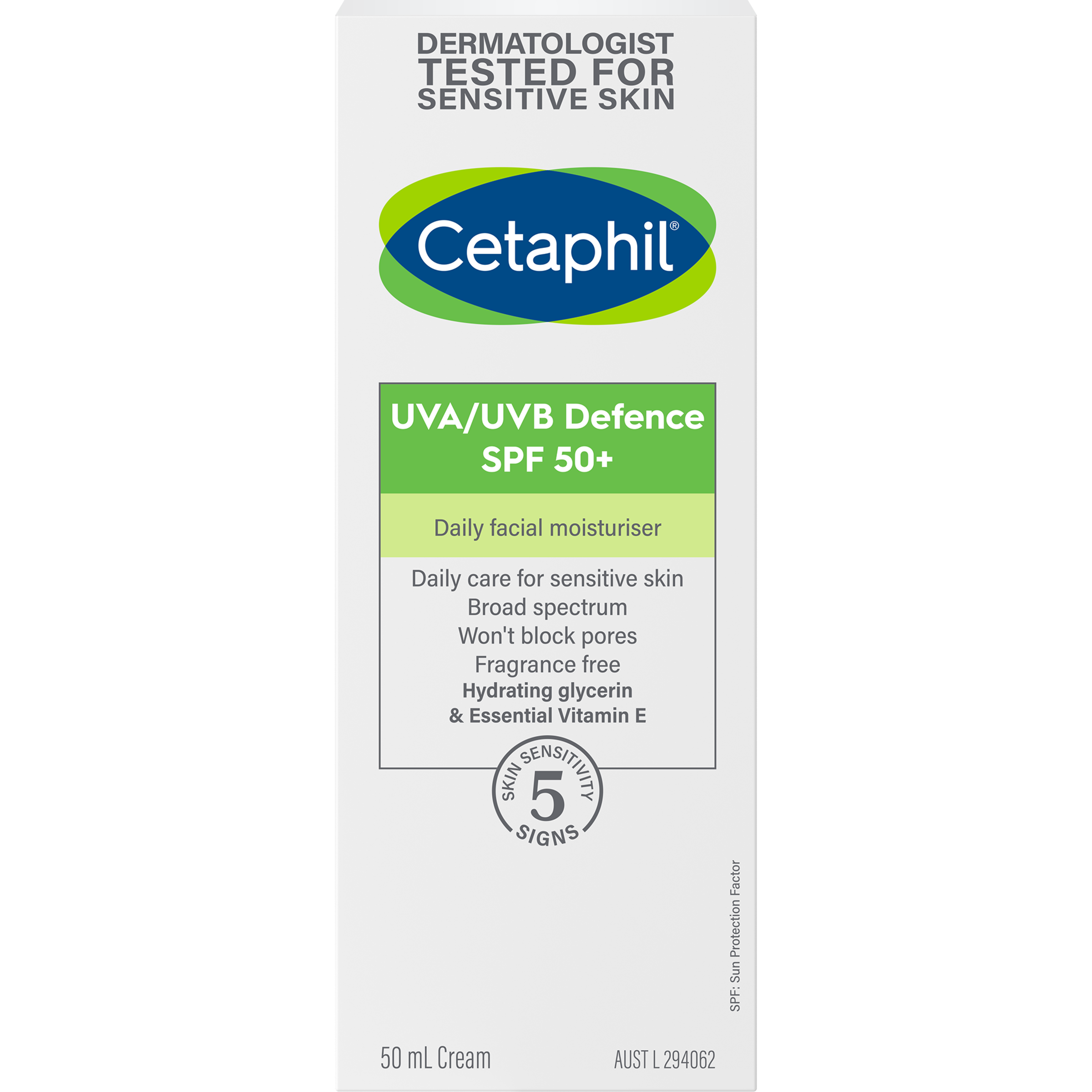 Cetaphil UVA / UVB Defence SPF 50+ Daily Facial Moisturiser