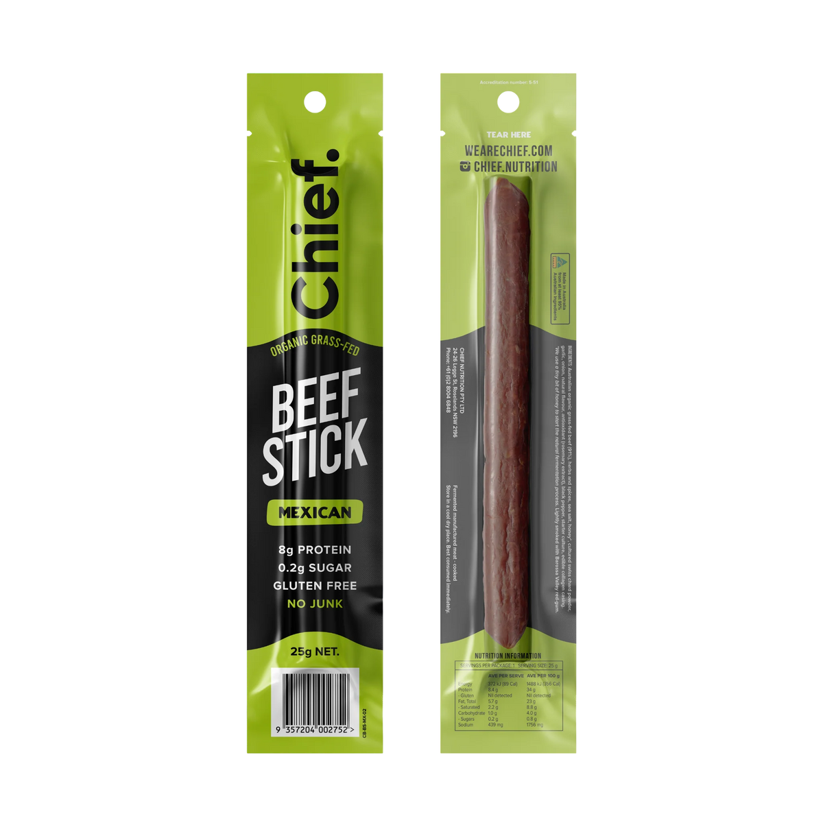 Chief Organic Beef Stick - Mexican