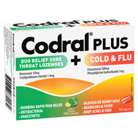 Codral Plus Duo Relief Sore Throat Lozenges + Cold & Flu